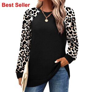 Lightweight Raglan Sleeve Tunic Sweatshirt, Loose Fit Crewneck Top, Fall Fashion